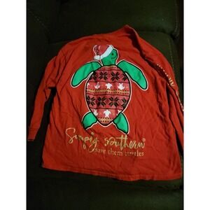 Simply southern‎ save the turtles Christmas holiday shirt youth small 6 7